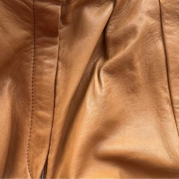 Vintage 80’s Leather Pleated Trousers Womens 8 Tan Betty Hanson Tapered Hi Rise - Picture 4 of 11